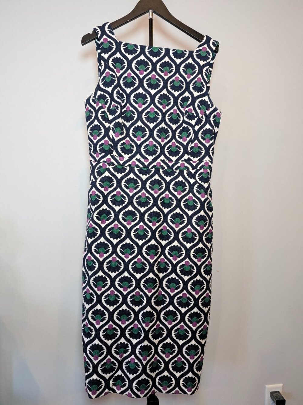 Boden Womens Size 10L Geo Floral Sleeveless Sheath Dress Preppy Y2K Whimsy